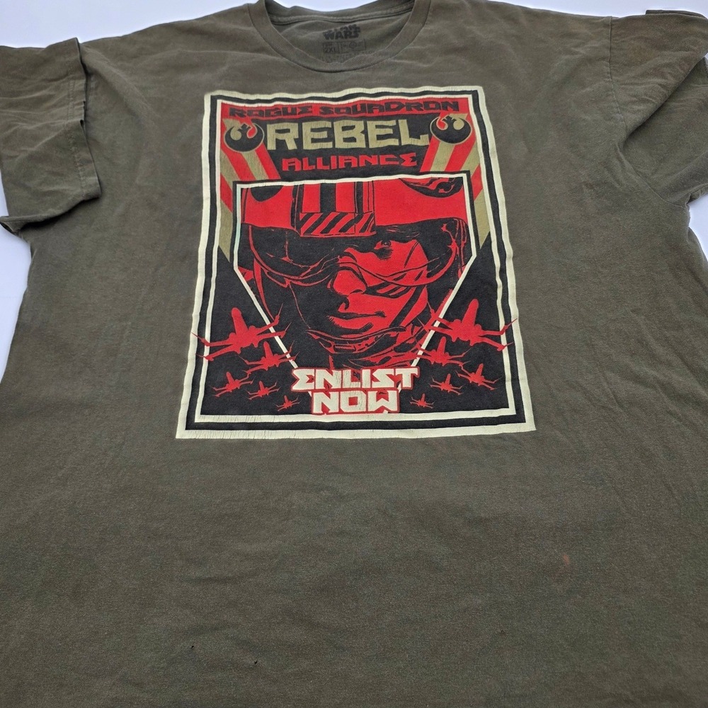 Star Wars T-Shirt Mens‎ 2XL Olive Green Rogue Squadron Rebel Alliance Graphic